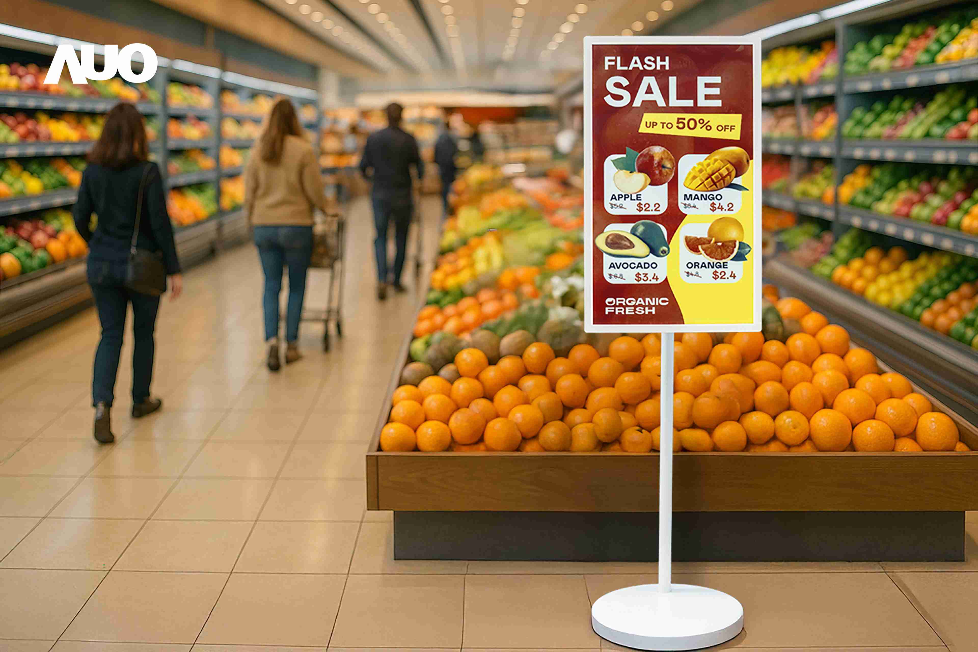 达擎首亮相低功耗、、、全彩的〝aecoPost电子纸解决方案〞，，仅在更新画面时需要微量的电力驱动，，，无需布建电线的便捷设计，，，使其可灵活应用、、、随意置放，，并可透过云端或行动装置app，，，，轻松管理及排程广告内容，，，，晋升店头营销利器。。。